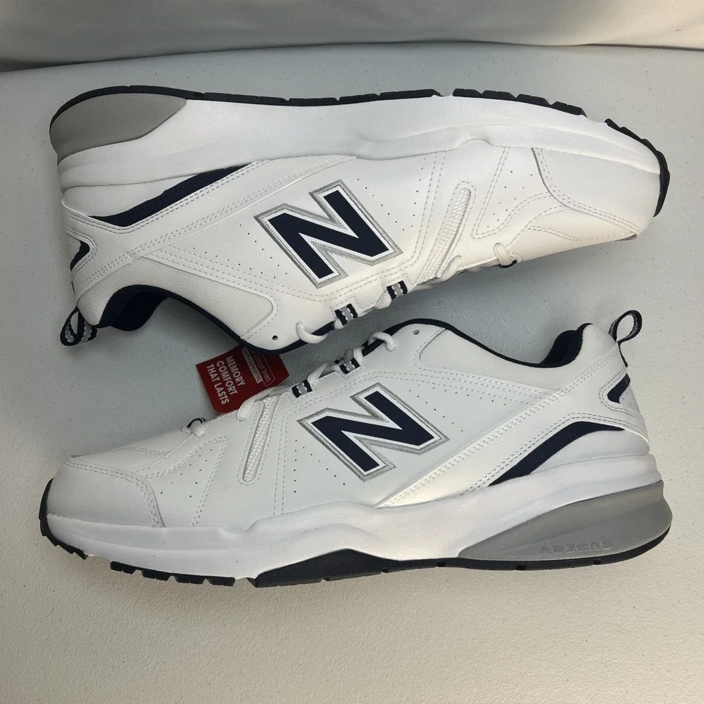 New Balance 608v5 Men's Cross Trainer White Navy MX608WN5 Size 16 D NIB‎